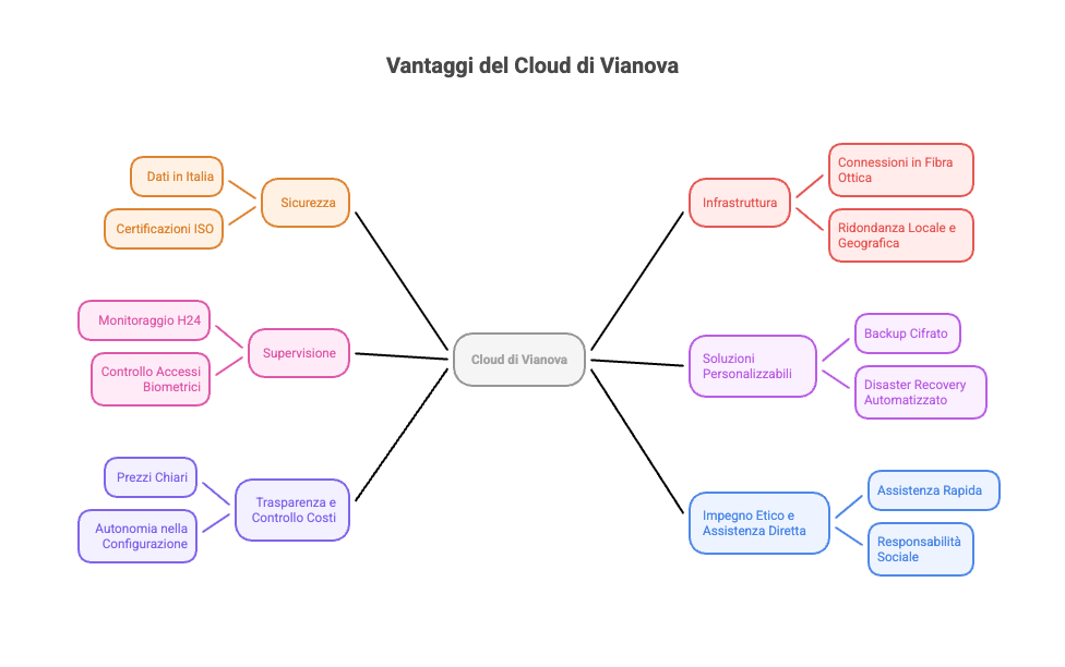 Perché scegliere il cloud di Vianova Infografica del cloud di Vianova
