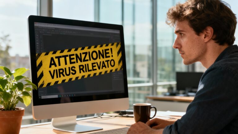 persona al computer infettato da virus