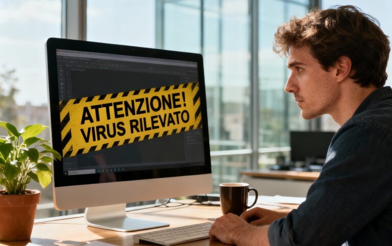 attacchi informatici aziende – web persona al computer infettato da virus