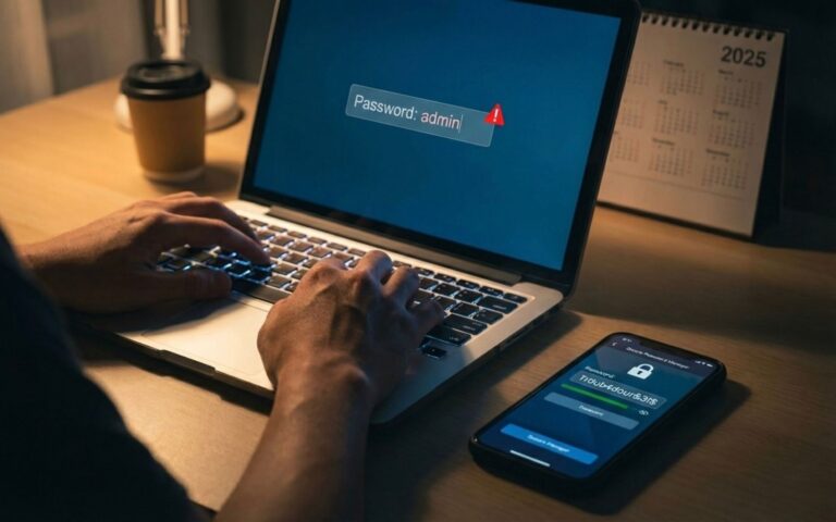 password più usate – Web persona che digita una password sul computer