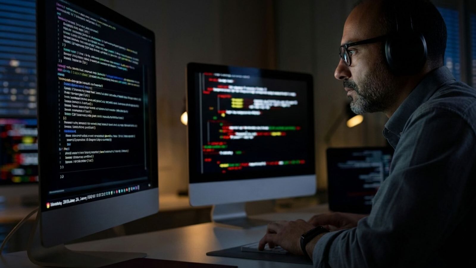 PMI bersaglio hacker - Web uomo davanti al computer che visualizza codice